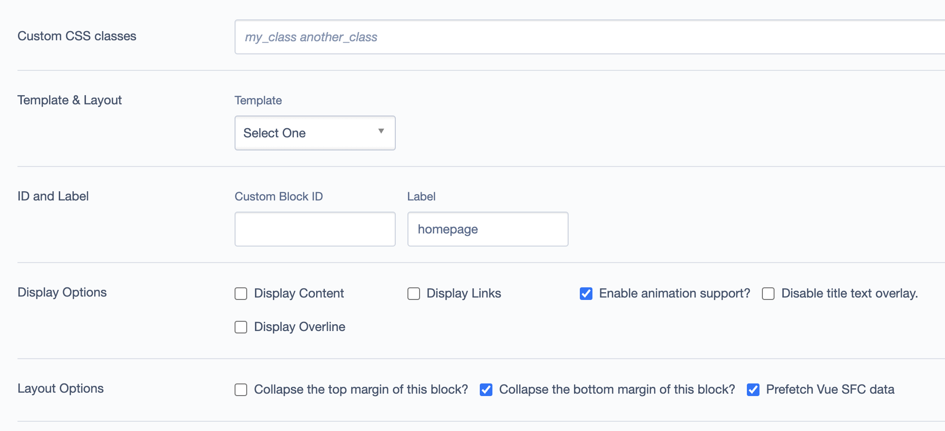 Layout & Display Options