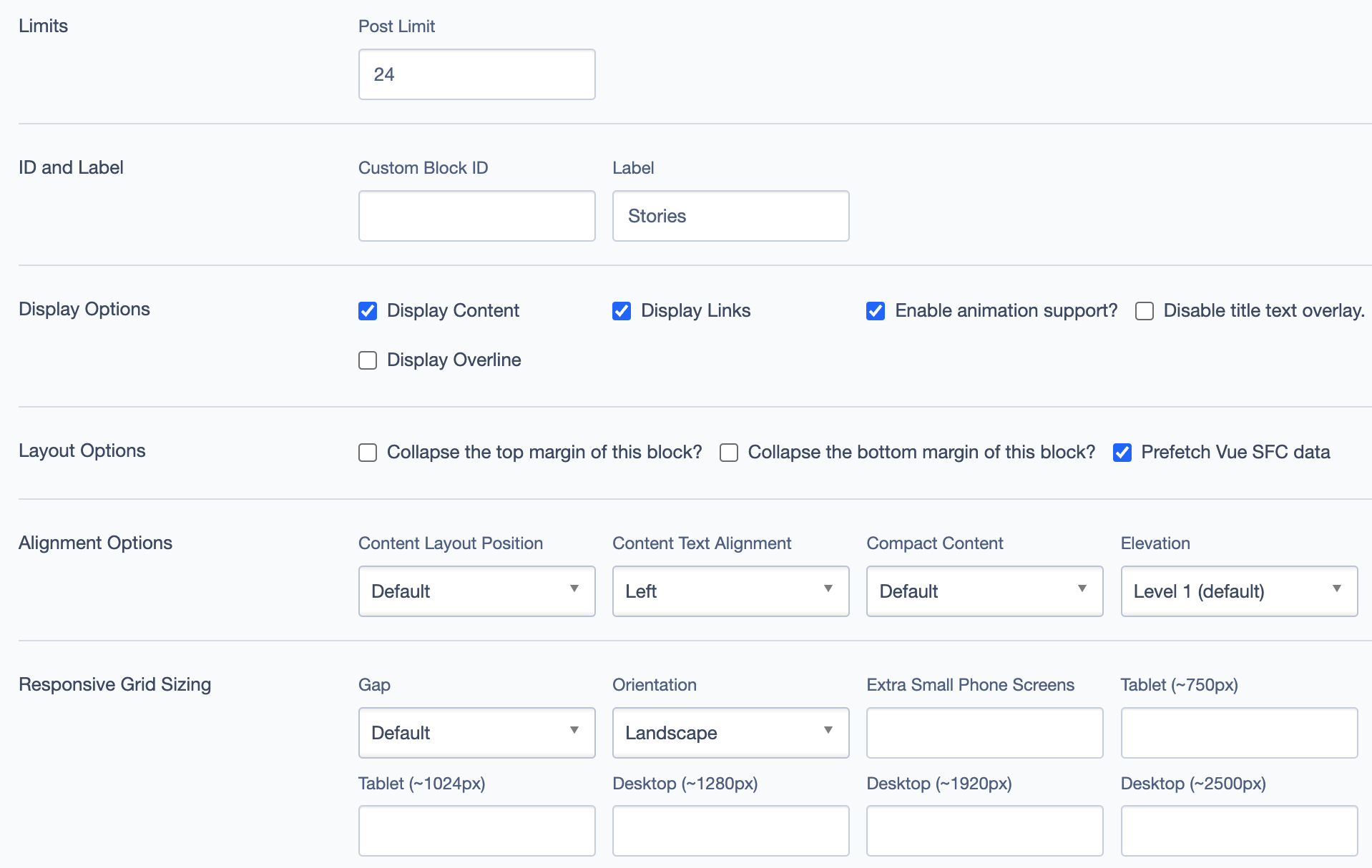 Stories List Setting