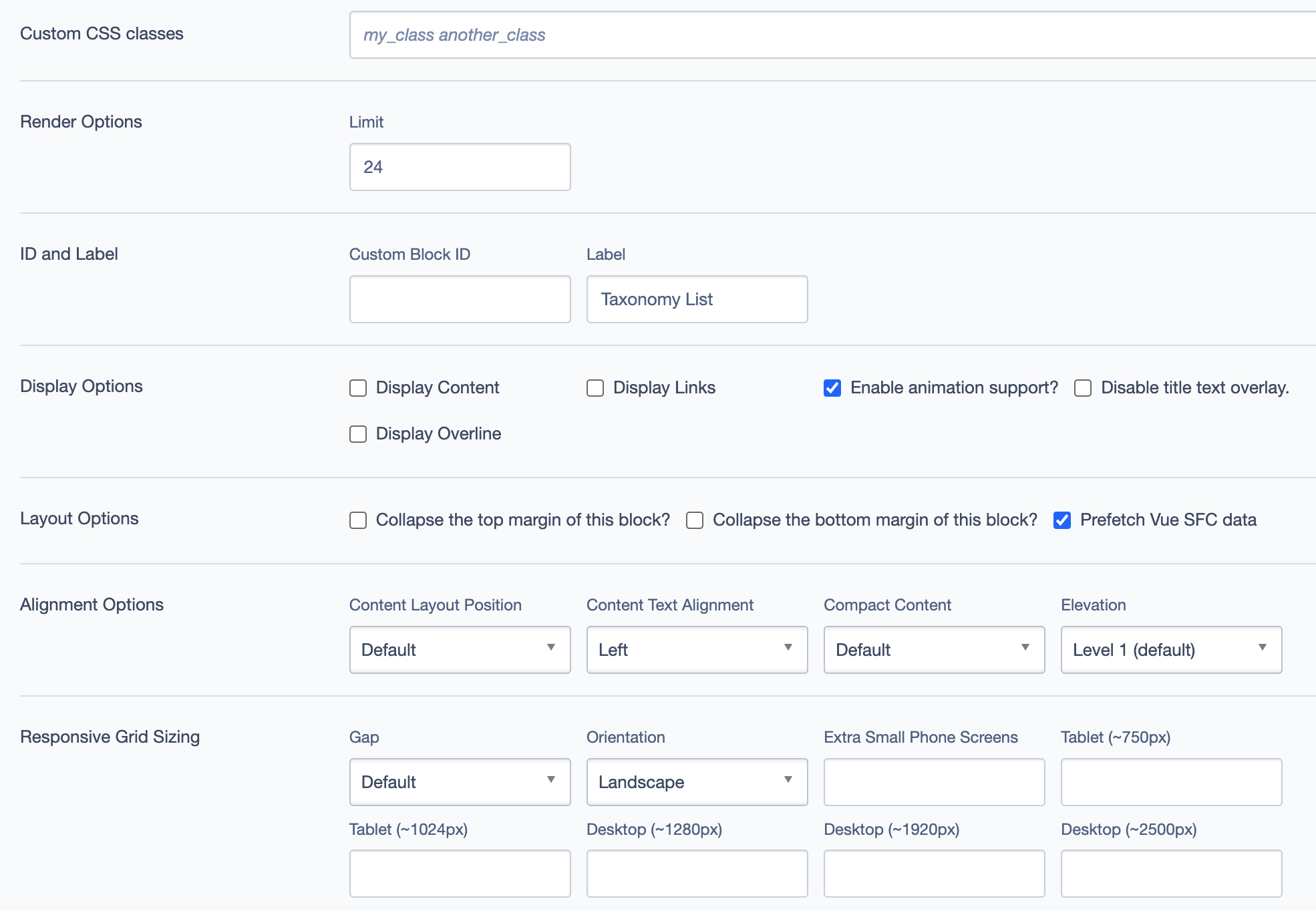Taxonomy List Block Content