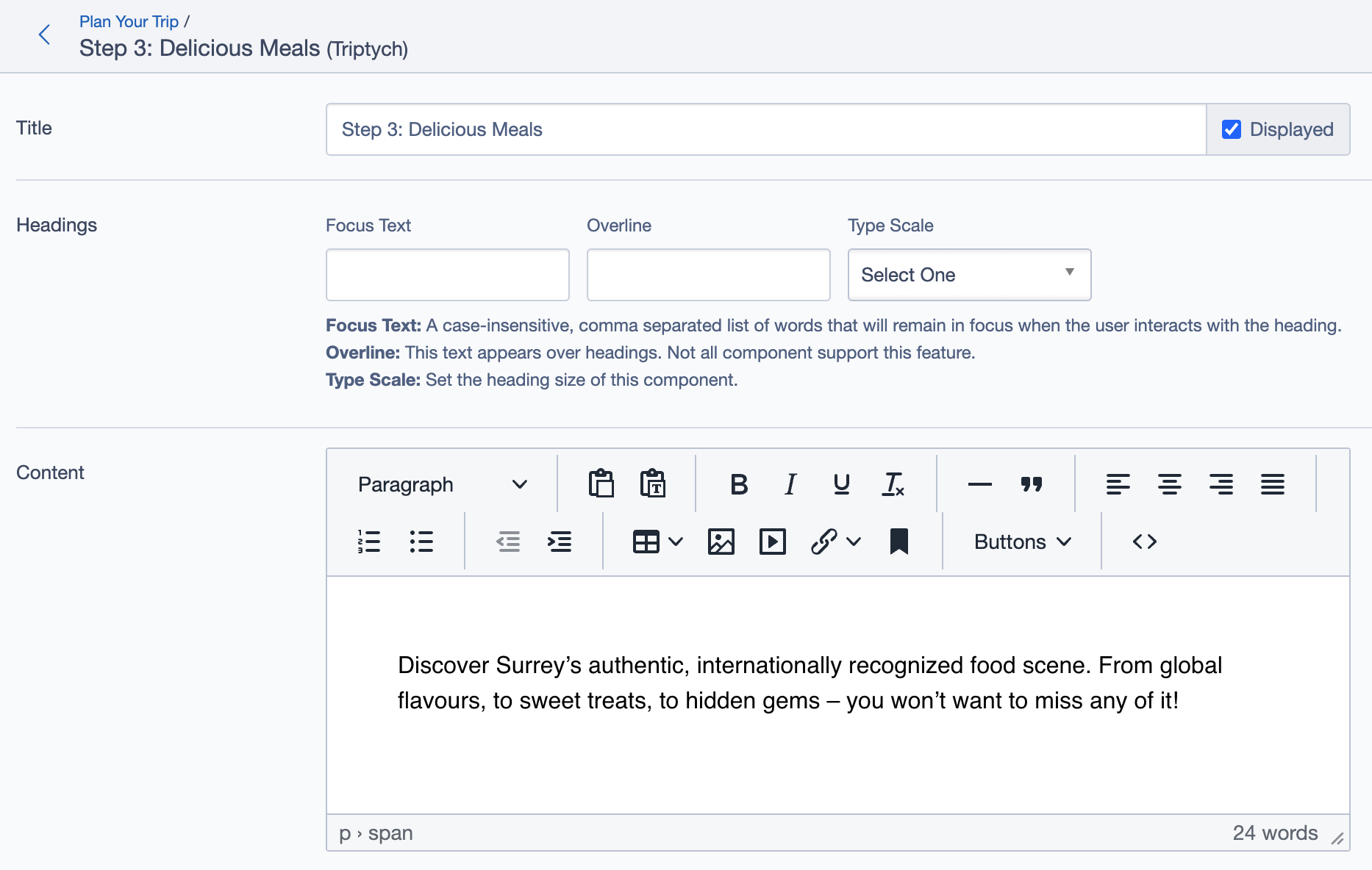 Triptych Block Content